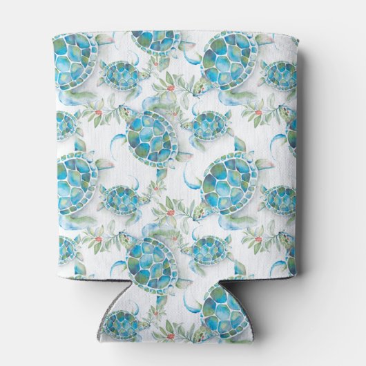 Strand Türkisches Meer Schildkröte Wasserfarbe Dosenkühler (Rückseite)