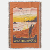 Strand u. Drachen - Ilwaco, Washington Decke (Vorderseite Vertikal)