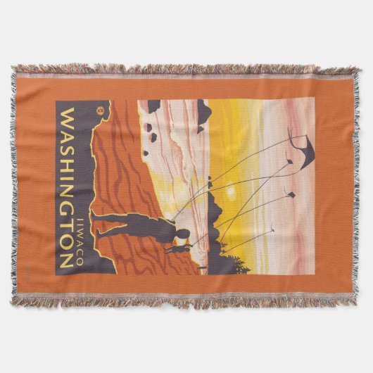 Strand u. Drachen - Ilwaco, Washington Decke (Vorderseite)