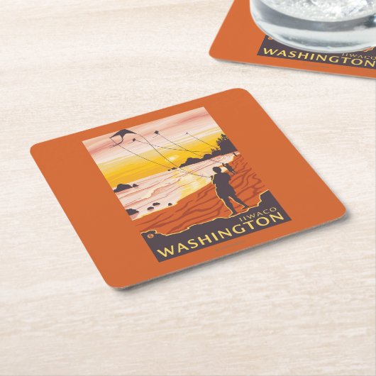 Strand u. Drachen - Ilwaco, Washington Rechteckiger Pappuntersetzer (angewinkelt)