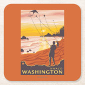 Strand u. Drachen - Ilwaco, Washington Rechteckiger Pappuntersetzer (Vorderseite)