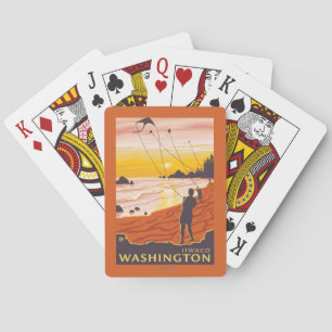 Strand u. Drachen - Ilwaco, Washington Spielkarten