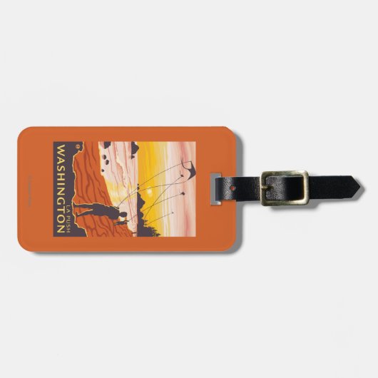 Strand u. Drachen - La-Stoß, Washington Gepäckanhänger (Vorderseite horizontal)