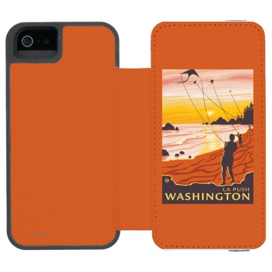 Strand u. Drachen - La-Stoß, Washington Incipio iPhone Geldbeutel-Hülle (Folio Geöffnet)