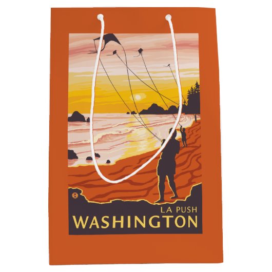 Strand u. Drachen - La-Stoß, Washington Mittlere Geschenktüte (Vorderseite)