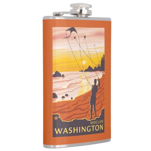 Strand u. Drachen - Moclips, Washington Flachmann (Rechts)