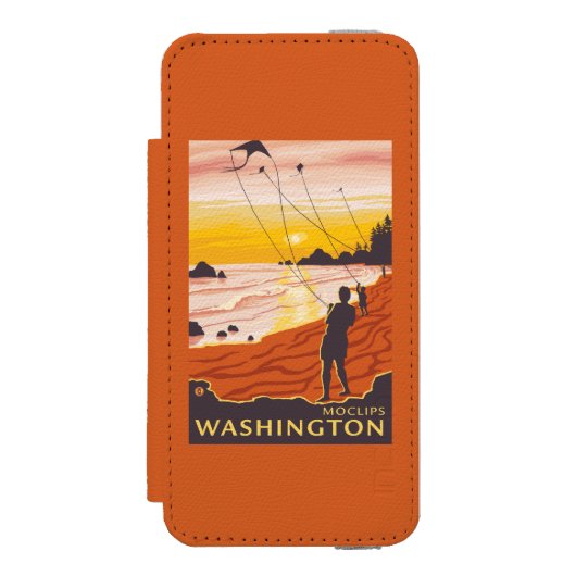 Strand u. Drachen - Moclips, Washington Incipio iPhone Geldbeutel-Hülle (Folio Vorderseite)