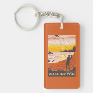 Strand u. Drachen - Moclips, Washington Schlüsselanhänger