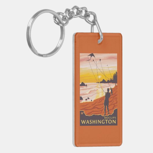 Strand u. Drachen - Moclips, Washington Schlüsselanhänger (Vorderseite links)