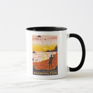 Strand u. Drachen - Ozean-Ufer, Washington Tasse