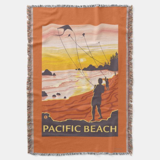 Strand u. Drachen - pazifischer Strand, Washington Decke (Vorderseite Vertikal)