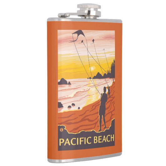 Strand u. Drachen - pazifischer Strand, Washington Flachmann (Rechts)