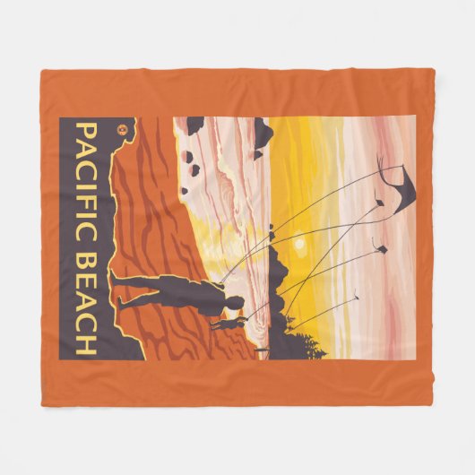 Strand u. Drachen - pazifischer Strand, Washington Fleecedecke (Vorderseite (Horizontal))