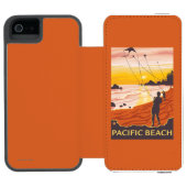 Strand u. Drachen - pazifischer Strand, Washington Incipio iPhone Geldbeutel-Hülle (Folio Geöffnet)