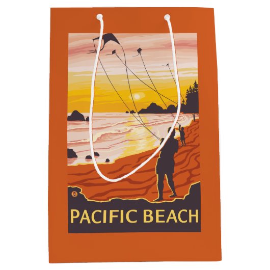 Strand u. Drachen - pazifischer Strand, Washington Mittlere Geschenktüte (Vorderseite)