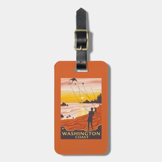 Strand u. Drachen - Washington-Küste Gepäckanhänger (Vorderseite vertikal)