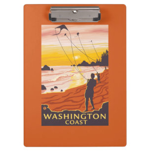 Strand u. Drachen - Washington-Küste Klemmbrett
