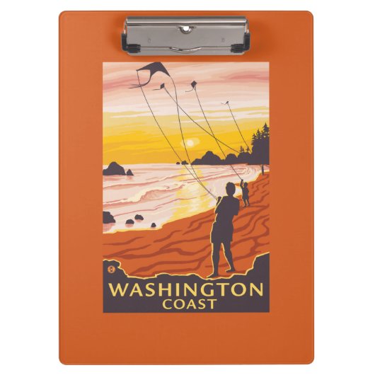Strand u. Drachen - Washington-Küste Klemmbrett (Vorderseite)