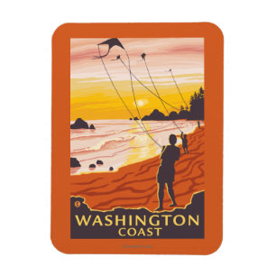 Strand u. Drachen - Washington-Küste Magnet