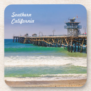 Strand und Anlegestelle im Süden Kaliforniens in S Getränkeuntersetzer