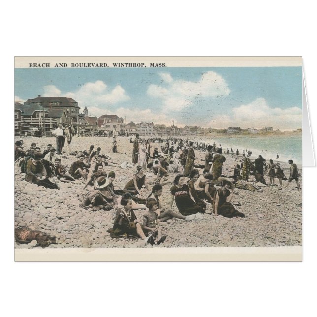 Strand und Boulevad, Winthrop, MA Vintage Postkart (Vorderseite (Horizontal))