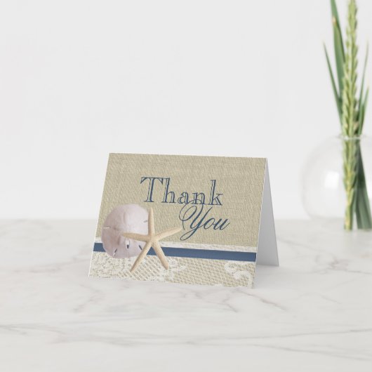 Strand und Burlap Navy Blau Danke (Vorderseite)