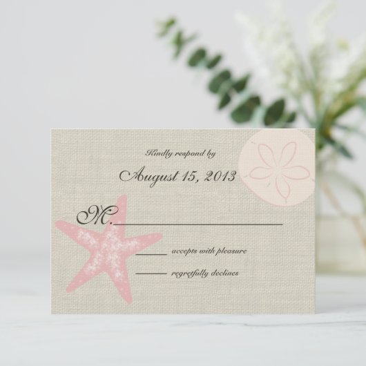 Strand und Burlap UAWG RSVP Karte (Stehend Vorderseite)