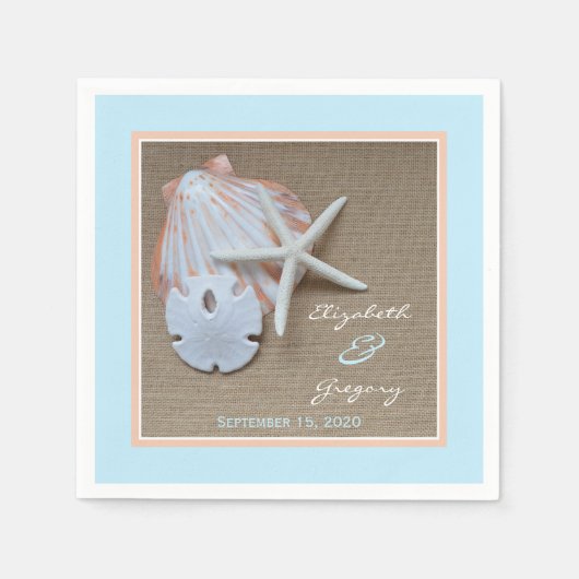 Strand und Burlap Wedpaper Napkins Serviette (Vorderseite)