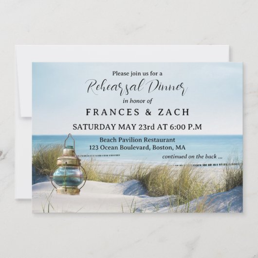 Strand und Dünen QR Code Probe Abendessen Einladung (Vorderseite)