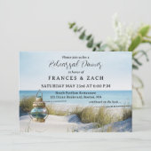 Strand und Dünen QR Code Probe Abendessen Einladung (Stehend Vorderseite)