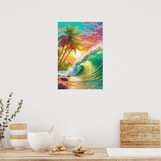 Strand und großes Wellenposter Poster (Küche)
