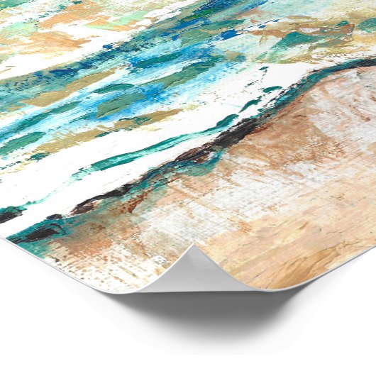 Strand und Küstenmeer und Abstrakte Sand-Malerei Poster (Ecke)