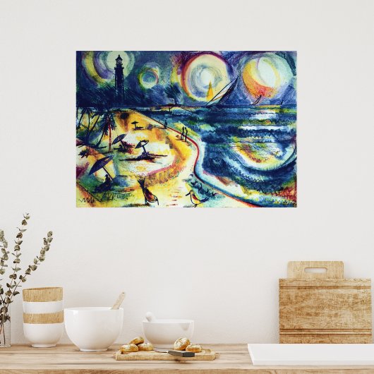 Strand und Leuchtturm 3 Poster (Küche)