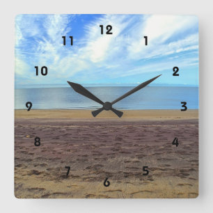 Strand- und Lila Sandmauer-Uhr Quadratische Wanduhr