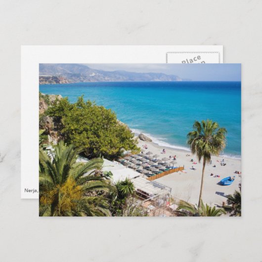 Strand und Meer in Nerja Postkarte (Vorne/Hinten)