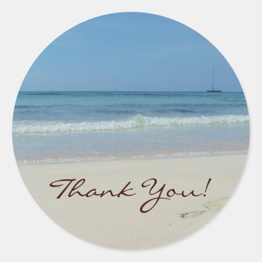 Strand und Meer Vielen Dank Runder Aufkleber (Vorderseite)