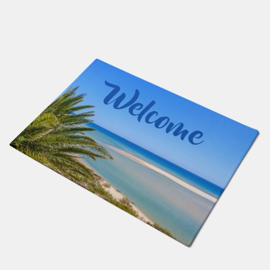 Strand und Meerblick-Willkommen Fußmatte (Schrägansicht)