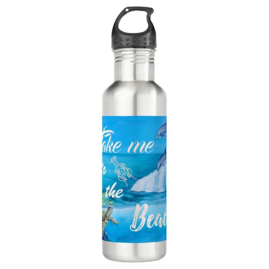 Strand- und Meeresfauna Edelstahlflasche (Vorderseite)