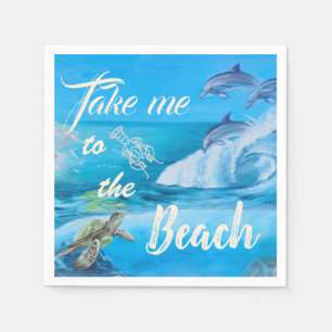 Strand- und Meeresfauna Serviette