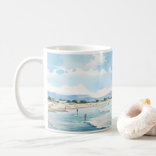 Strand und Meereswellen Kaffeetasse (Mit Donut)