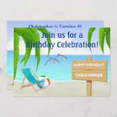 Strand und Ozean Einladung zum Geburtstag (Vorne/Hinten)