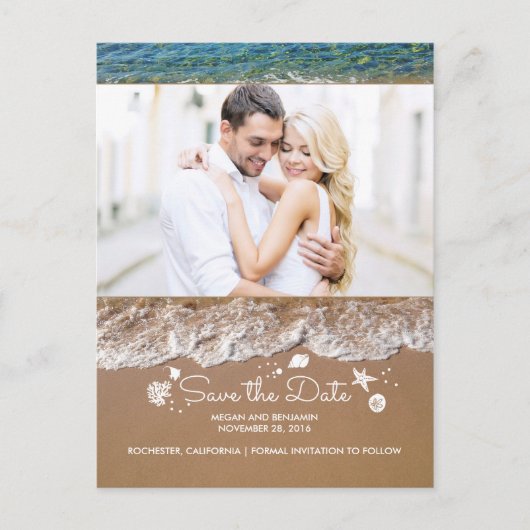Strand- und Ozeanschätze Foto Save the Date Ankündigungspostkarte (Vorderseite)