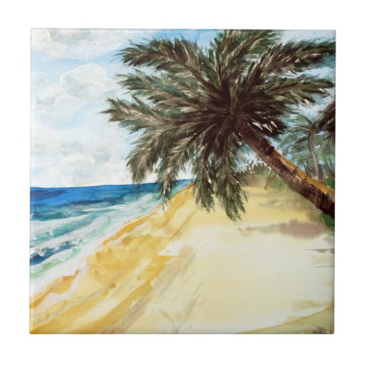 Strand und Palmen Fliese (Vorderseite)