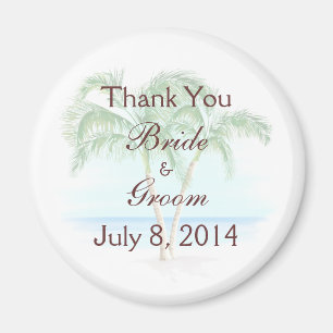 Strand und Palmen Hochzeit Vielen Dank Magnet