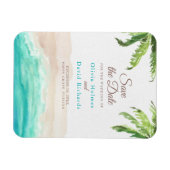 Strand und Palmen mit Aquarellfarben Save the Date Magnet (Horizontal)
