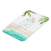 Strand und Palmen mit Aquarellfarben Save the Date Magnet (Linke Seite)