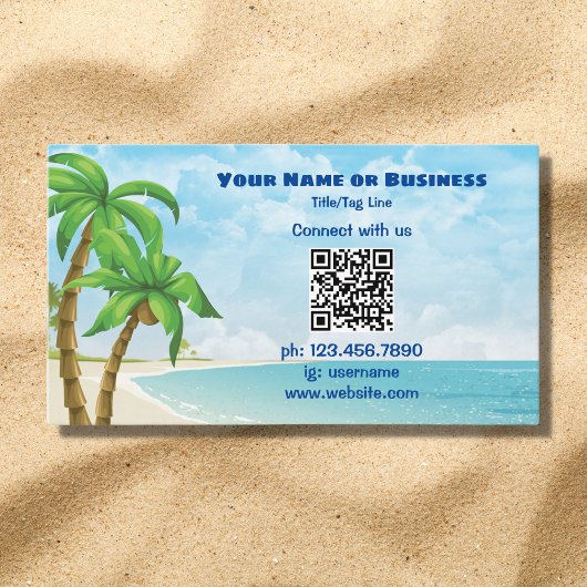 Strand und Palmen | QR Code Tropical Visitenkarte