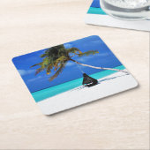Strand und Palmen Rechteckiger Pappuntersetzer (angewinkelt)