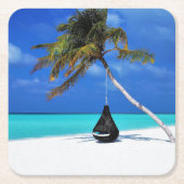 Strand und Palmen Rechteckiger Pappuntersetzer (Vorderseite)