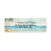 Strand und Palmen Rücksendeetikett (Vorne)